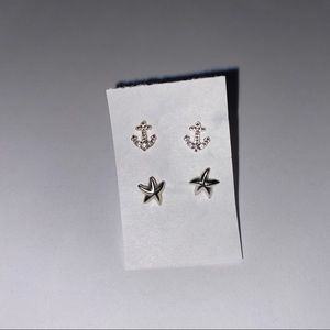 Nautical Anchors and Starfish Stud Earrings